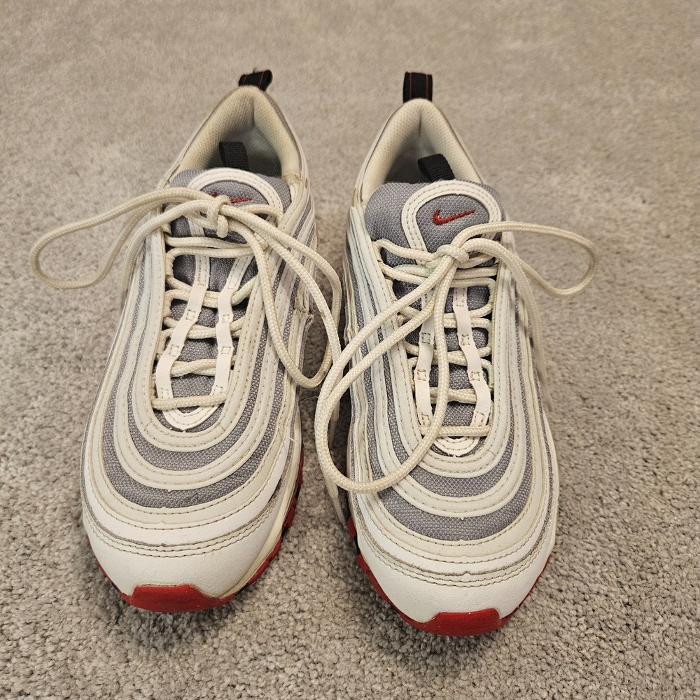 Nike Air Max 97 White Red Silver 921522-111 Size 5.5Y Shoes